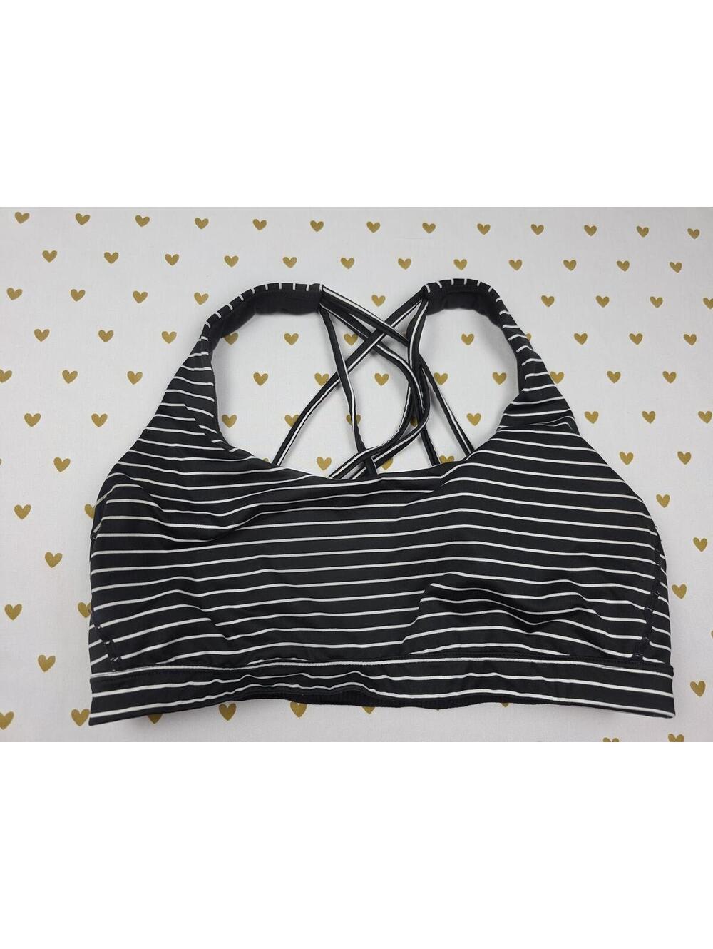 Victorias Secret Striped Strappy Sports Bra MEDIUM Bralette Bra Top Tank